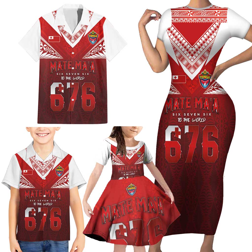 Mate Ma'a Tonga Rugby Family Matching Short Sleeve Bodycon Dress and Hawaiian Shirt Six Seven Six to The World