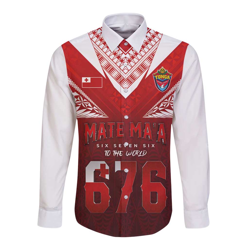 Mate Ma'a Tonga Rugby Long Sleeve Button Shirt Six Seven Six to The World