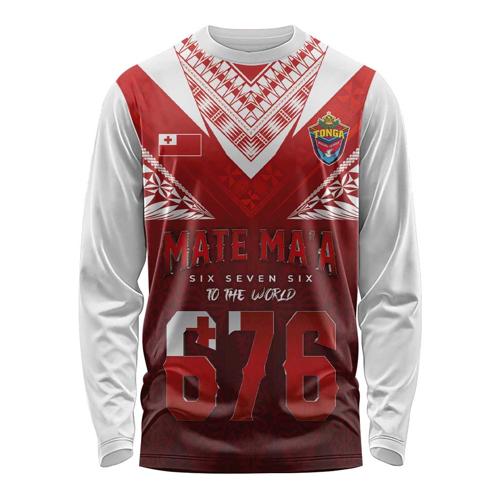 Mate Ma'a Tonga Rugby Long Sleeve Shirt Six Seven Six to The World