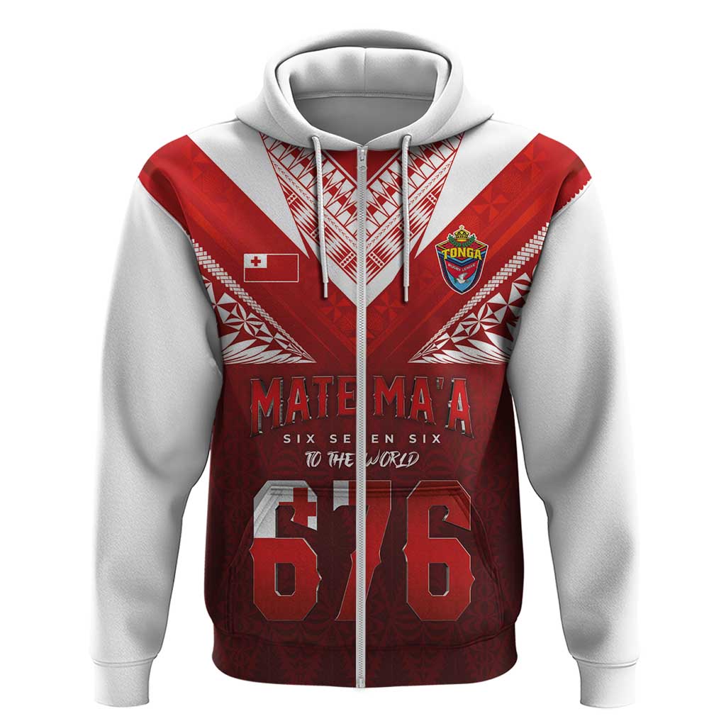 Mate Ma'a Tonga Rugby Zip Hoodie Six Seven Six to The World