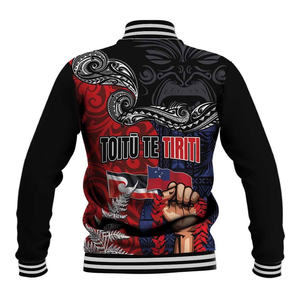 Aotearoa and Samoa Toitu Te Tiriti Baseball Jacket Honour the Treaty - Te Tiriti Is Us