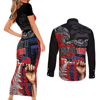 Aotearoa and Samoa Toitu Te Tiriti Couples Matching Short Sleeve Bodycon Dress and Long Sleeve Button Shirt Honour the Treaty - Te Tiriti Is Us