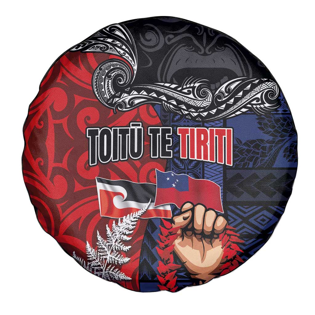 Aotearoa and Samoa Toitu Te Tiriti Spare Tire Cover Honour the Treaty - Te Tiriti Is Us