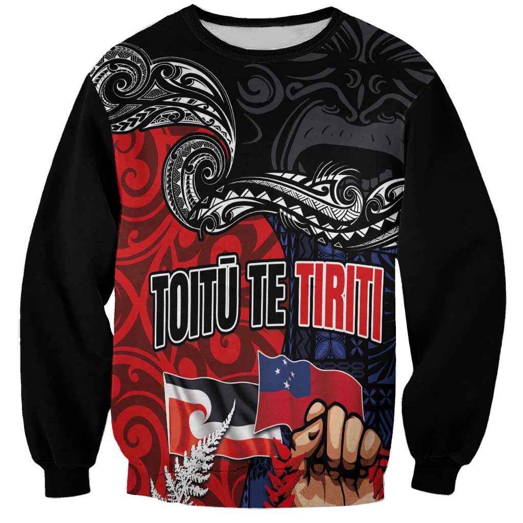 Aotearoa and Samoa Toitu Te Tiriti Sweatshirt Honour the Treaty - Te Tiriti Is Us