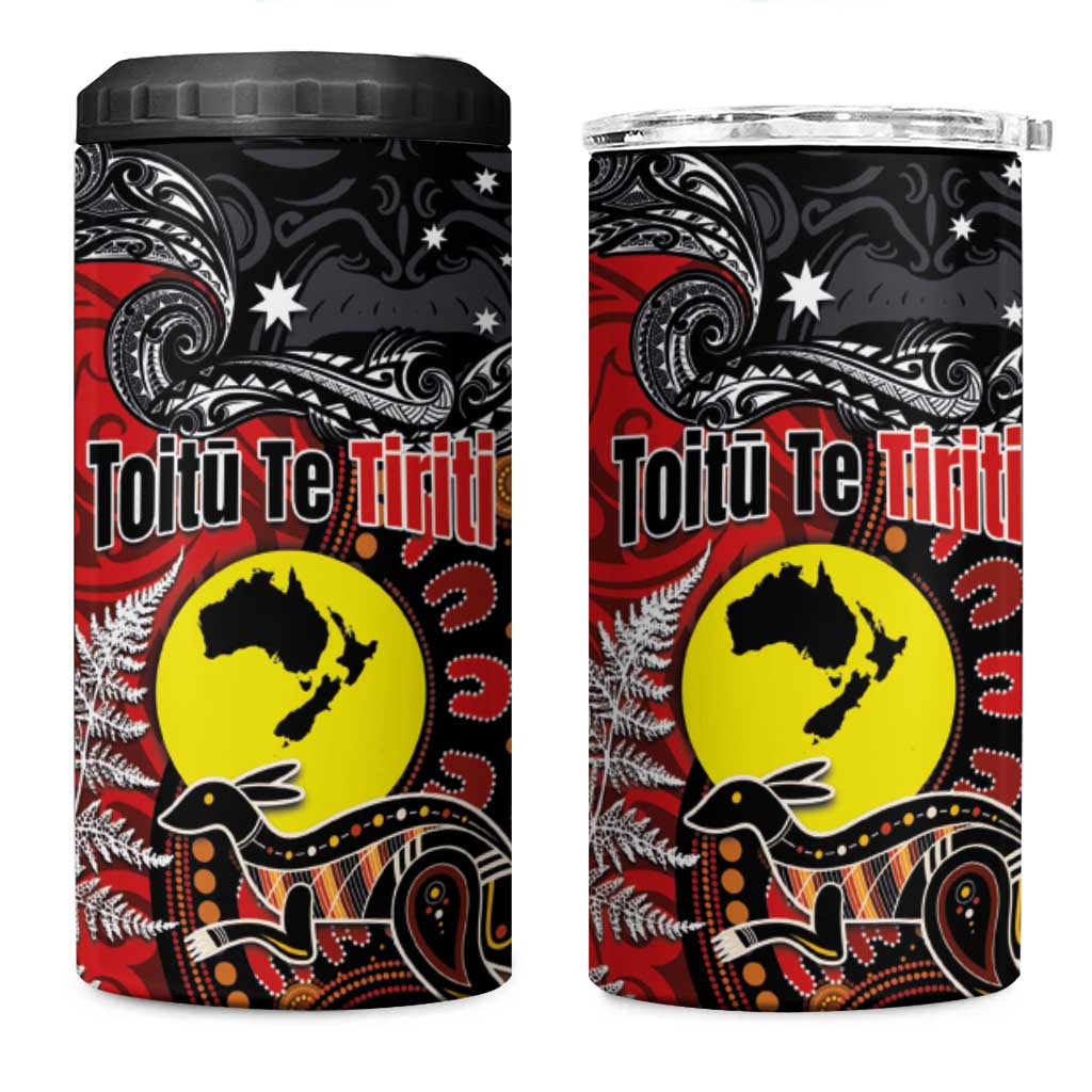 Aotearoa and Australia Toitu Te Tiriti 4 in 1 Can Cooler Tumbler Honour the Treaty - Te Tiriti Is Us