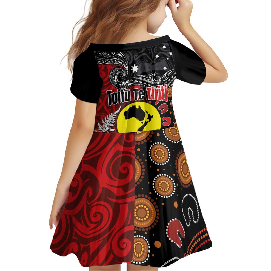 Aotearoa and Australia Toitu Te Tiriti Family Matching Long Sleeve Bodycon Dress and Hawaiian Shirt Honour the Treaty - Te Tiriti Is Us LT03 - Polynesian Pride