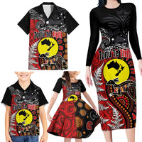 Aotearoa and Australia Toitu Te Tiriti Family Matching Long Sleeve Bodycon Dress and Hawaiian Shirt Honour the Treaty - Te Tiriti Is Us LT03 - Polynesian Pride