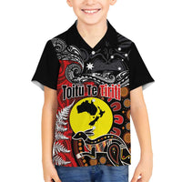 Aotearoa and Australia Toitu Te Tiriti Family Matching Long Sleeve Bodycon Dress and Hawaiian Shirt Honour the Treaty - Te Tiriti Is Us LT03 Son's Shirt Black - Polynesian Pride