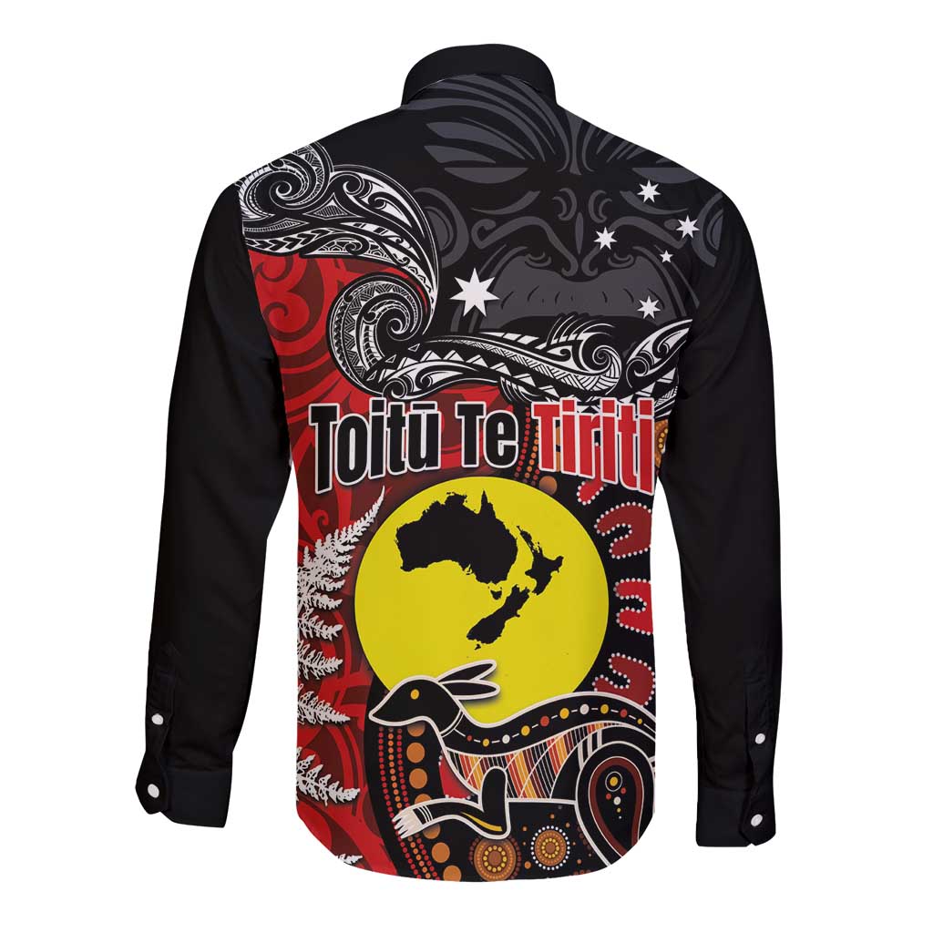 Aotearoa and Australia Toitu Te Tiriti Long Sleeve Button Shirt Honour the Treaty - Te Tiriti Is Us