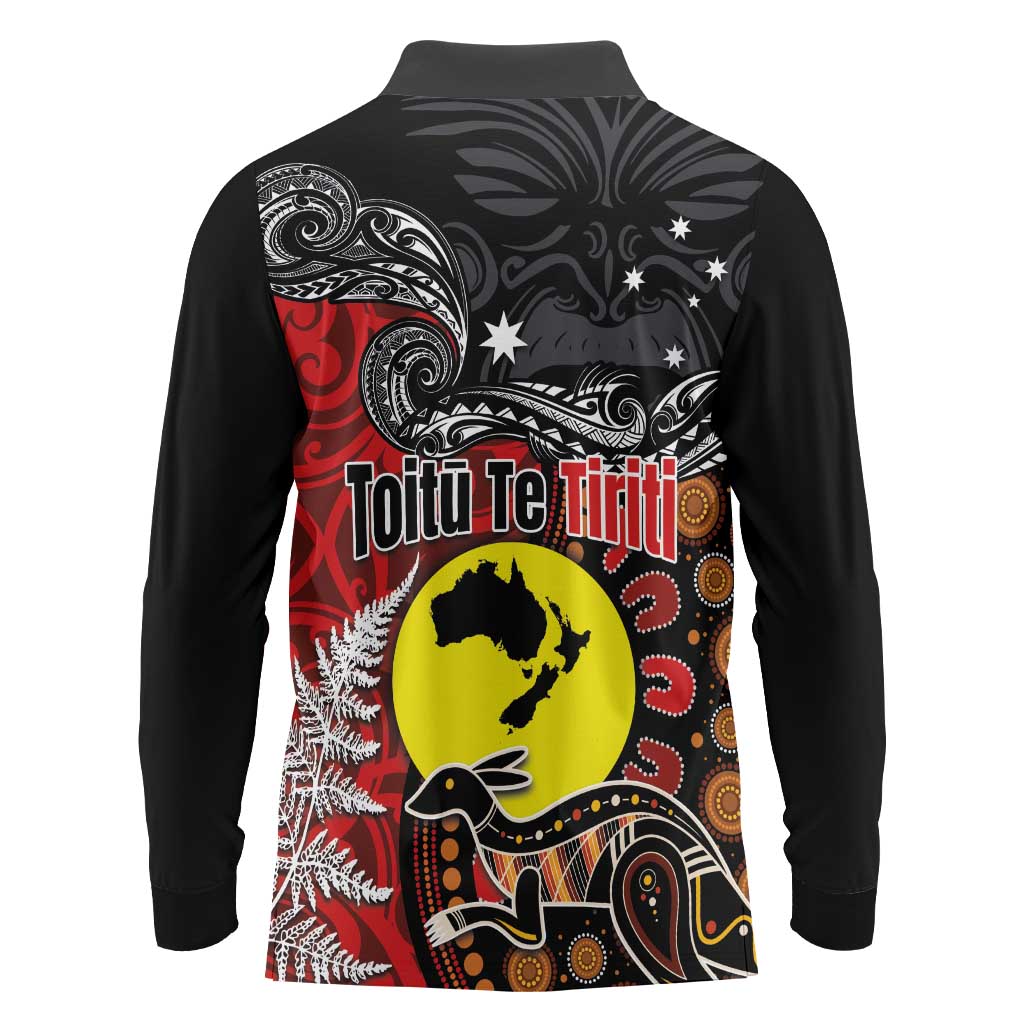 Aotearoa and Australia Toitu Te Tiriti Long Sleeve Polo Shirt Honour the Treaty - Te Tiriti Is Us LT03 - Polynesian Pride