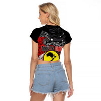 Aotearoa and Australia Toitu Te Tiriti Raglan Cropped T Shirt Honour the Treaty - Te Tiriti Is Us LT03 - Polynesian Pride