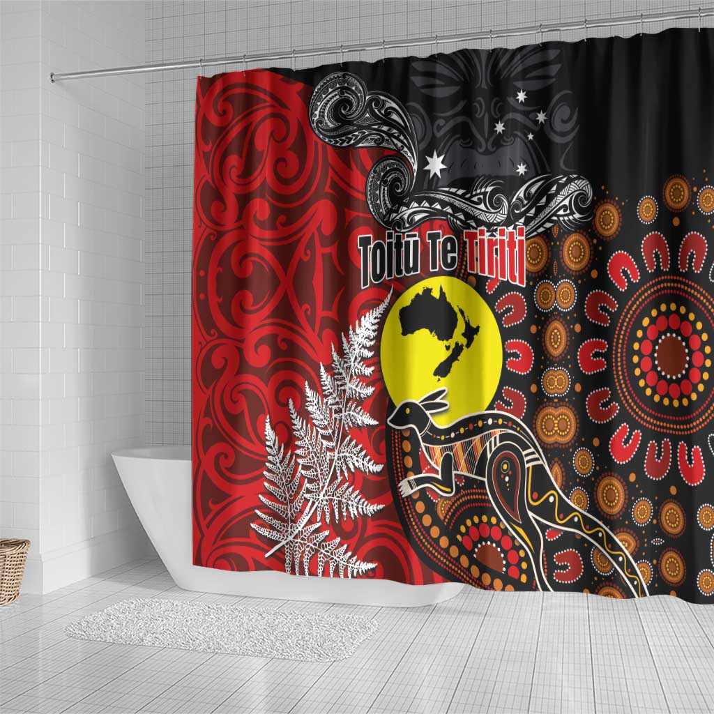 Aotearoa and Australia Toitu Te Tiriti Shower Curtain Honour the Treaty - Te Tiriti Is Us