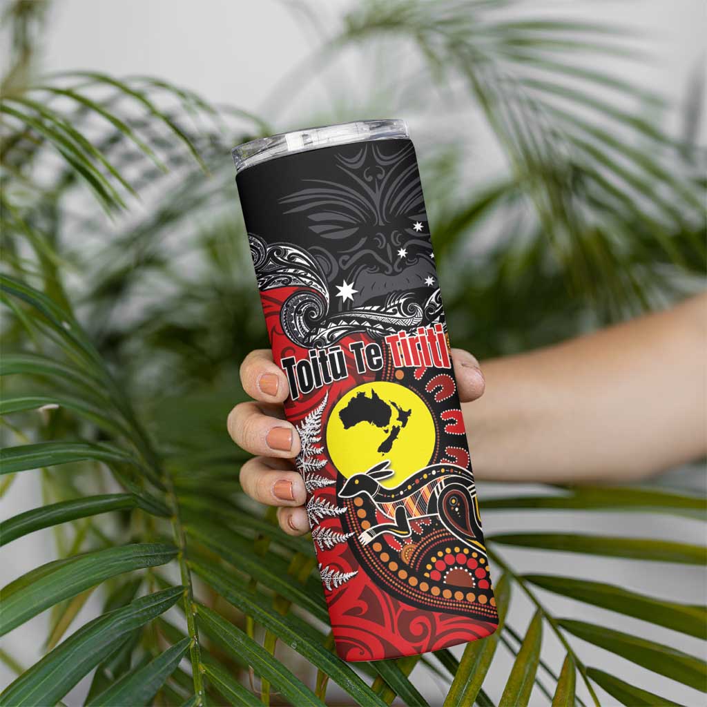 Aotearoa and Australia Toitu Te Tiriti Skinny Tumbler Honour the Treaty - Te Tiriti Is Us LT03 - Polynesian Pride