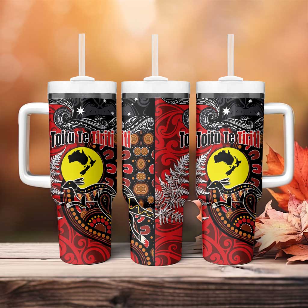 Aotearoa and Australia Toitu Te Tiriti Tumbler With Handle Honour the Treaty - Te Tiriti Is Us