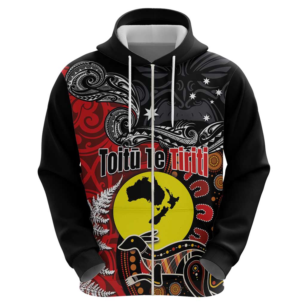 Aotearoa and Australia Toitu Te Tiriti Zip Hoodie Honour the Treaty - Te Tiriti Is Us LT03 - Polynesian Pride