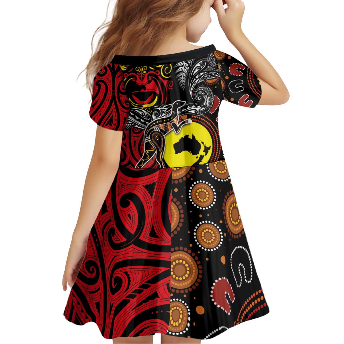 Aotearoa and Australia Toitu Te Tiriti Kid Short Sleeve Dress Honour the Treaty - Stand Together Stand Stronger LT03 - Polynesian Pride