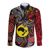 Aotearoa and Australia Toitu Te Tiriti Long Sleeve Button Shirt Honour the Treaty - Stand Together Stand Stronger