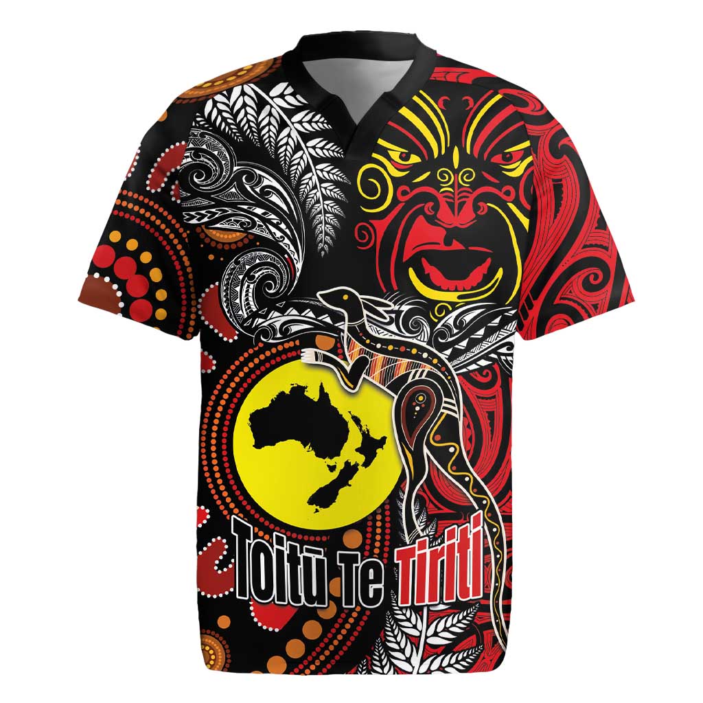 Aotearoa and Australia Toitu Te Tiriti Rugby Jersey Honour the Treaty - Stand Together Stand Stronger LT03 Black - Polynesian Pride
