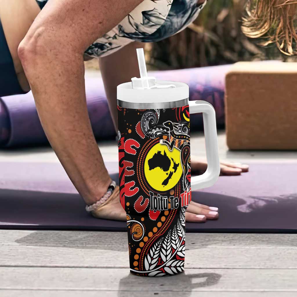 Aotearoa and Australia Toitu Te Tiriti Tumbler With Handle Honour the Treaty - Stand Together Stand Stronger