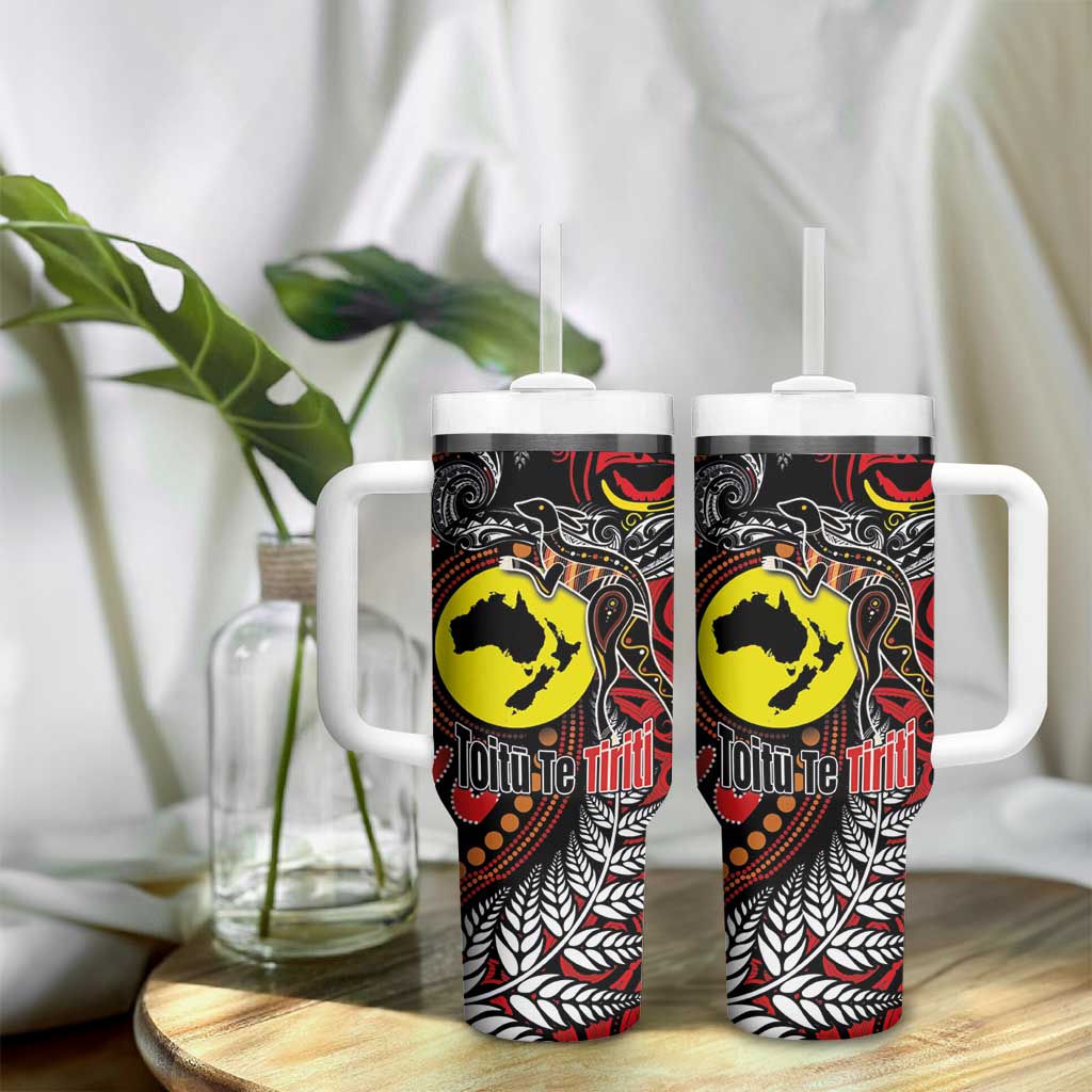 Aotearoa and Australia Toitu Te Tiriti Tumbler With Handle Honour the Treaty - Stand Together Stand Stronger