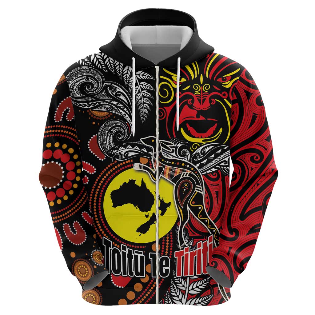 Aotearoa and Australia Toitu Te Tiriti Zip Hoodie Honour the Treaty - Stand Together Stand Stronger LT03 - Polynesian Pride