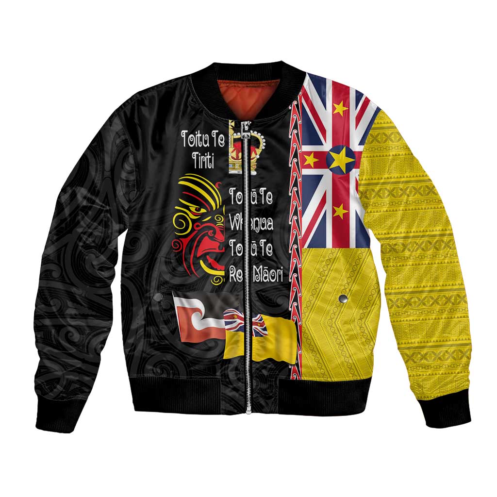 Aotearoa and Niue Toitu Te Tiriti Bomber Jacket Honour the Treaty - Fight Together Stand Together