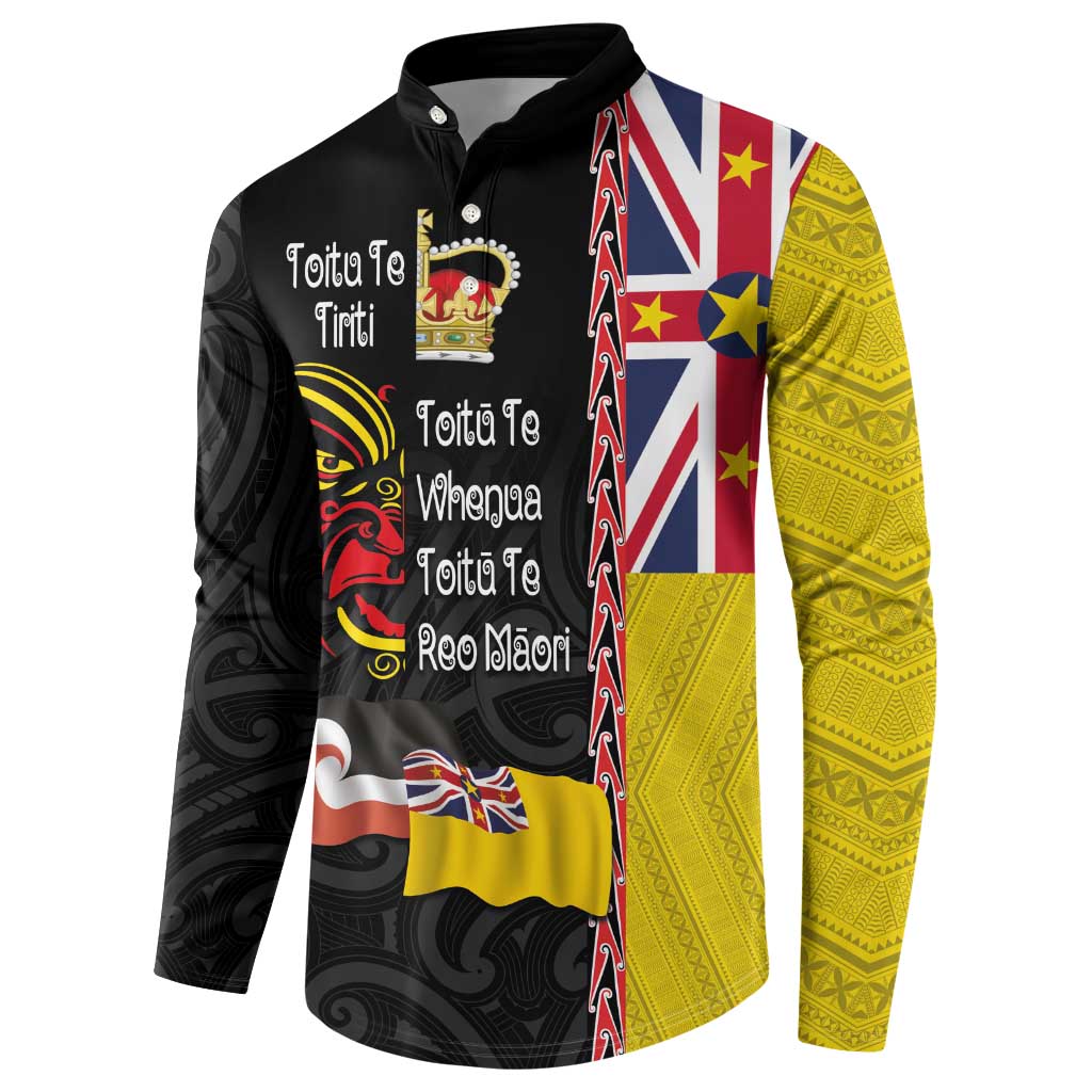 Aotearoa and Niue Toitu Te Tiriti Button Sweatshirt Honour the Treaty - Fight Together Stand Together