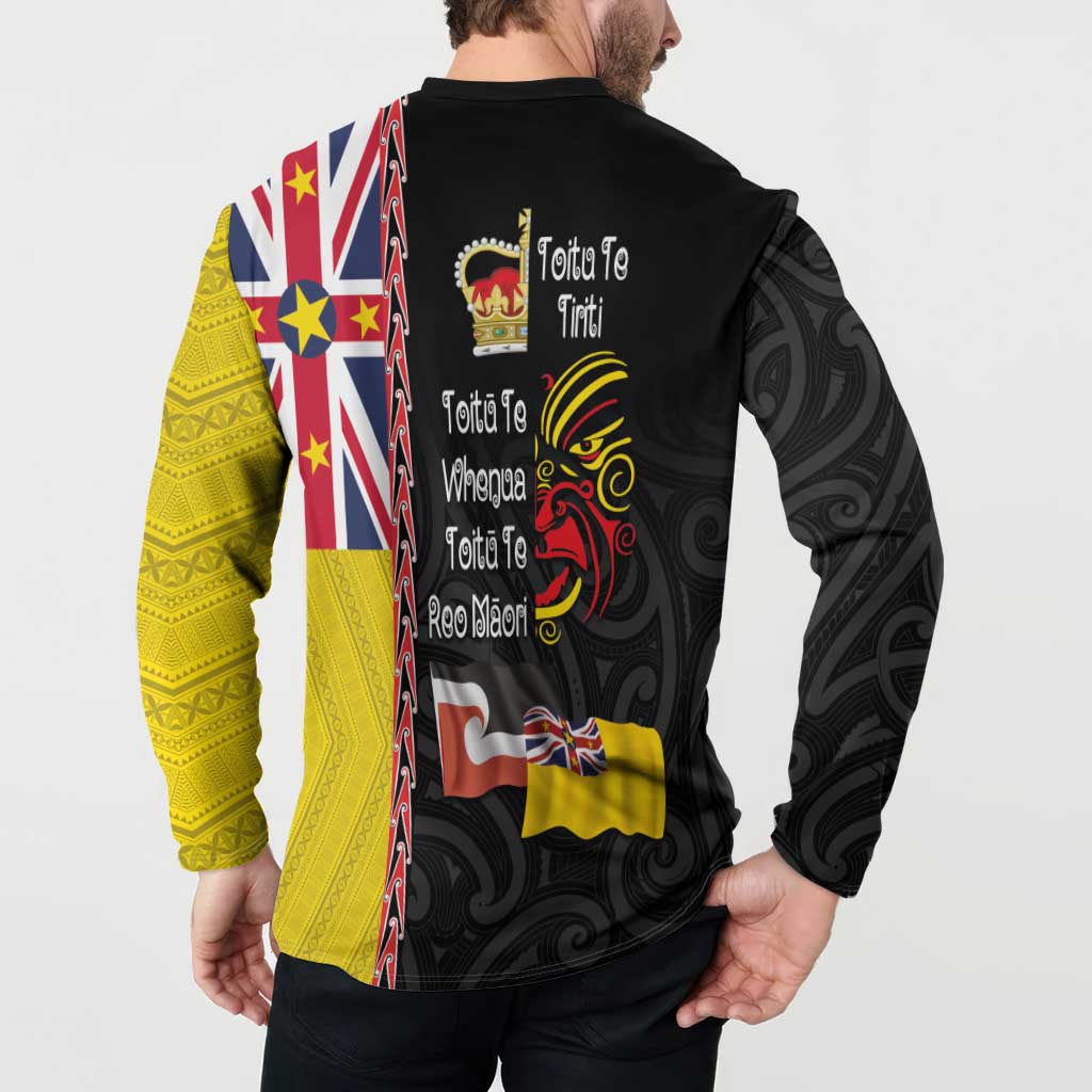 Aotearoa and Niue Toitu Te Tiriti Button Sweatshirt Honour the Treaty - Fight Together Stand Together