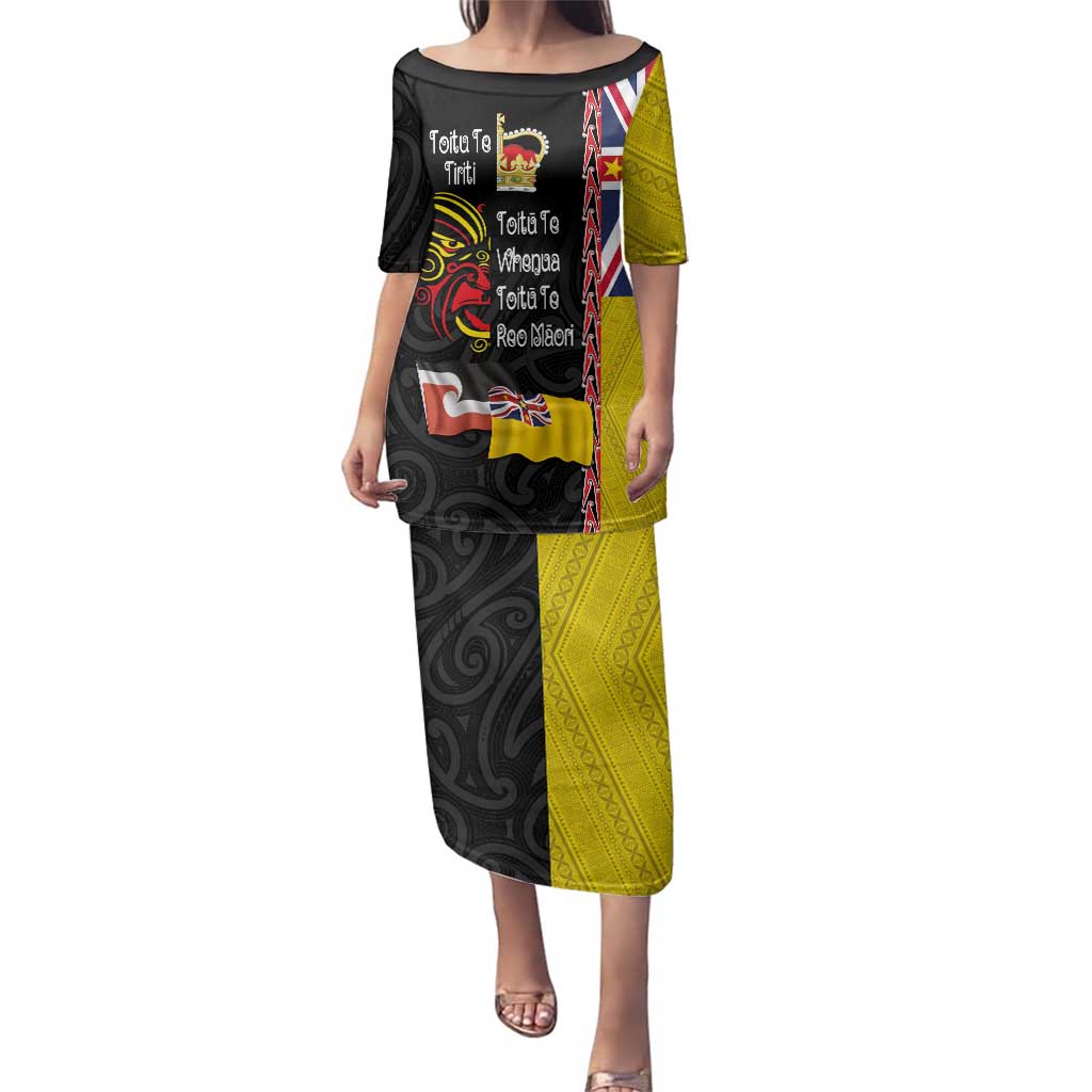 Aotearoa and Niue Toitu Te Tiriti Family Matching Puletasi and Hawaiian Shirt Honour the Treaty - Fight Together Stand Together