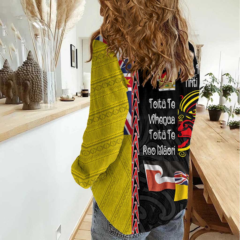 Aotearoa and Niue Toitu Te Tiriti Women Casual Shirt Honour the Treaty - Fight Together Stand Together