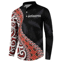 Aotearoa Maori Stylized Koru - Silver Ferns Button Sweatshirt