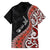 Aotearoa Maori Stylized Koru - Silver Ferns Family Matching Off The Shoulder Long Sleeve Dress and Hawaiian Shirt