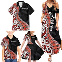 Aotearoa Maori Stylized Koru - Silver Ferns Family Matching Summer Maxi Dress and Hawaiian Shirt
