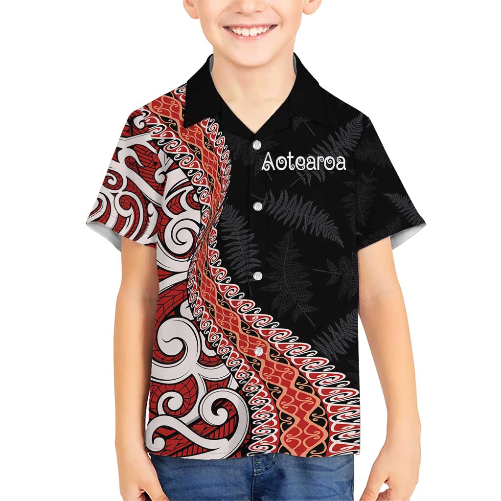 Aotearoa Maori Stylized Koru - Silver Ferns Kid Hawaiian Shirt
