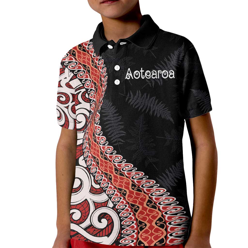 Aotearoa Maori Stylized Koru - Silver Ferns Kid Polo Shirt