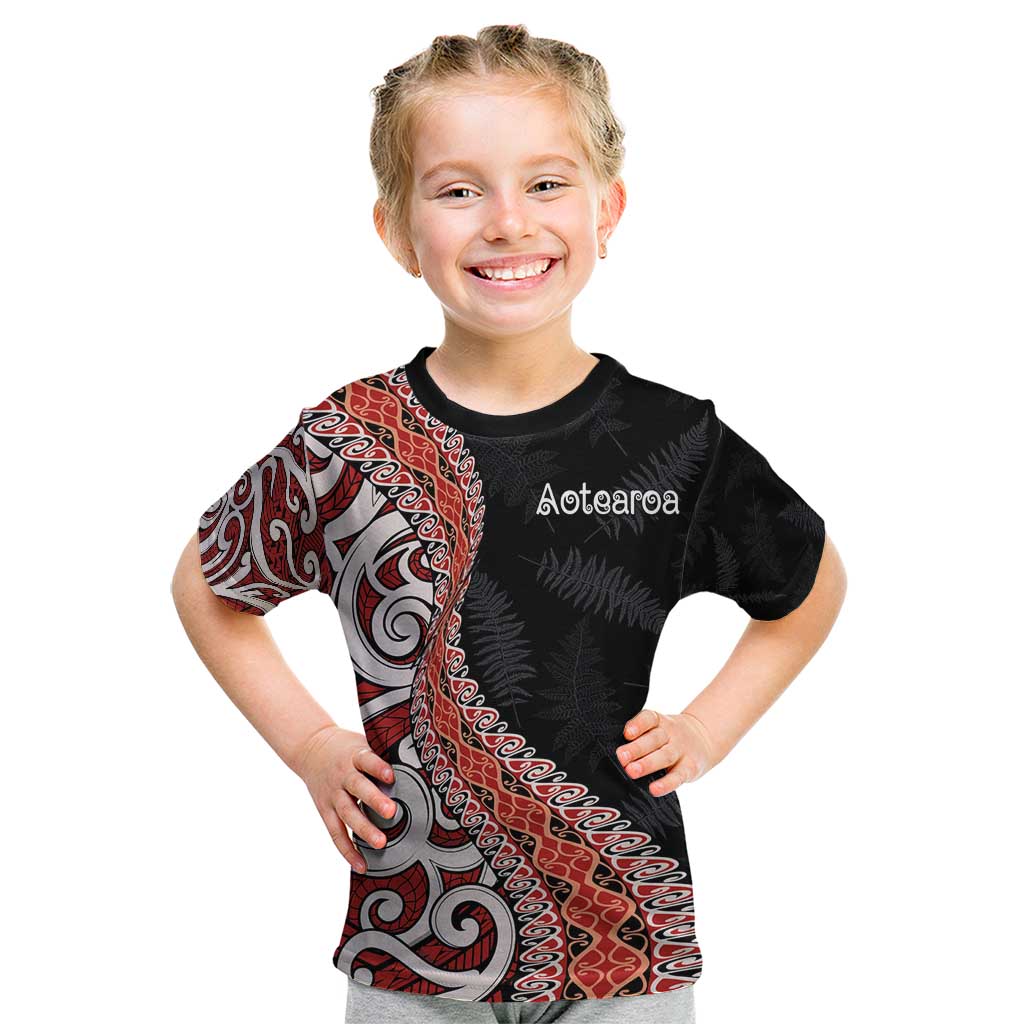 Aotearoa Maori Stylized Koru - Silver Ferns Kid T Shirt