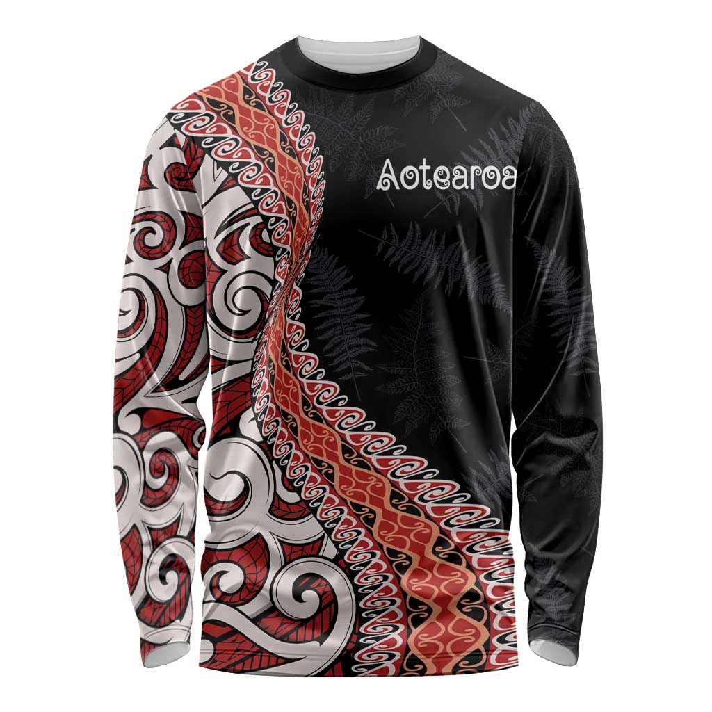 Aotearoa Maori Stylized Koru - Silver Ferns Long Sleeve Shirt