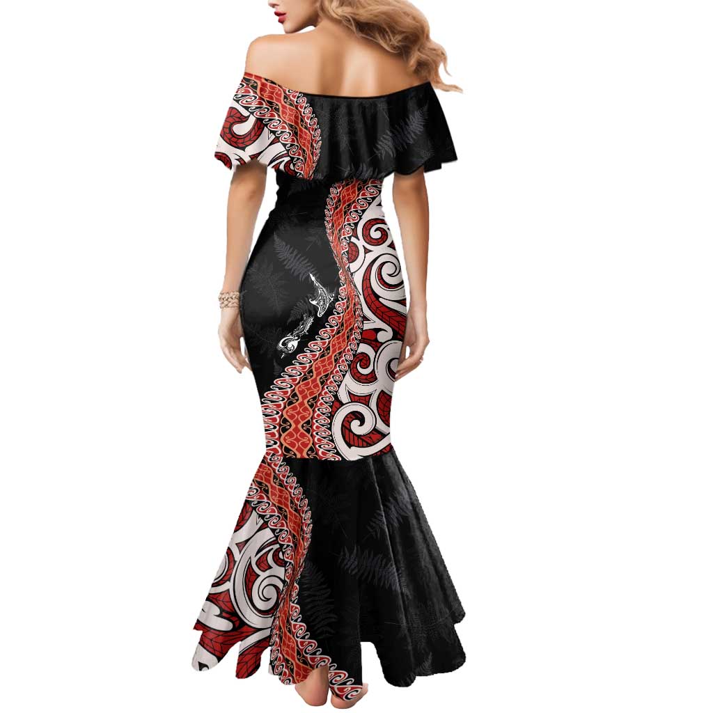 Aotearoa Maori Stylized Koru - Silver Ferns Mermaid Dress
