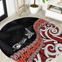 Aotearoa Maori Stylized Koru - Silver Ferns Round Carpet