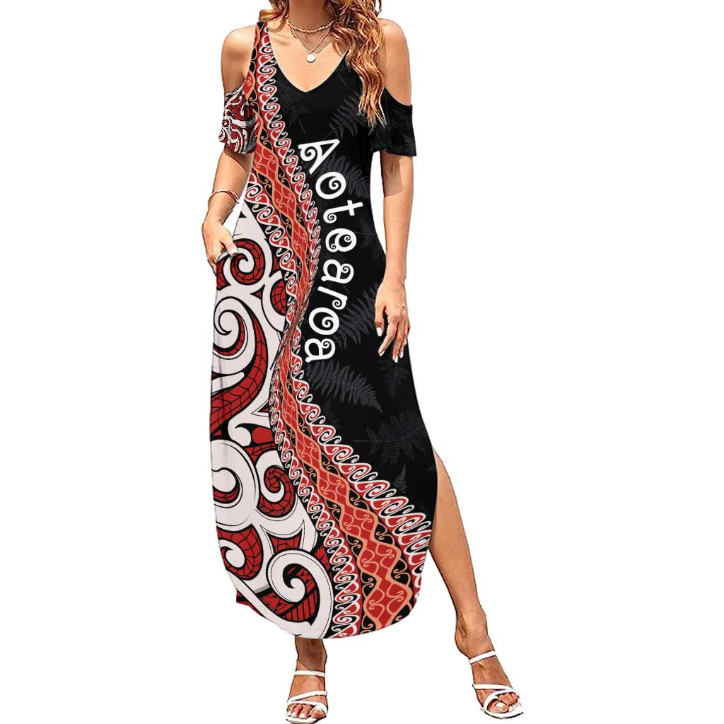 Aotearoa Maori Stylized Koru - Silver Ferns Summer Maxi Dress