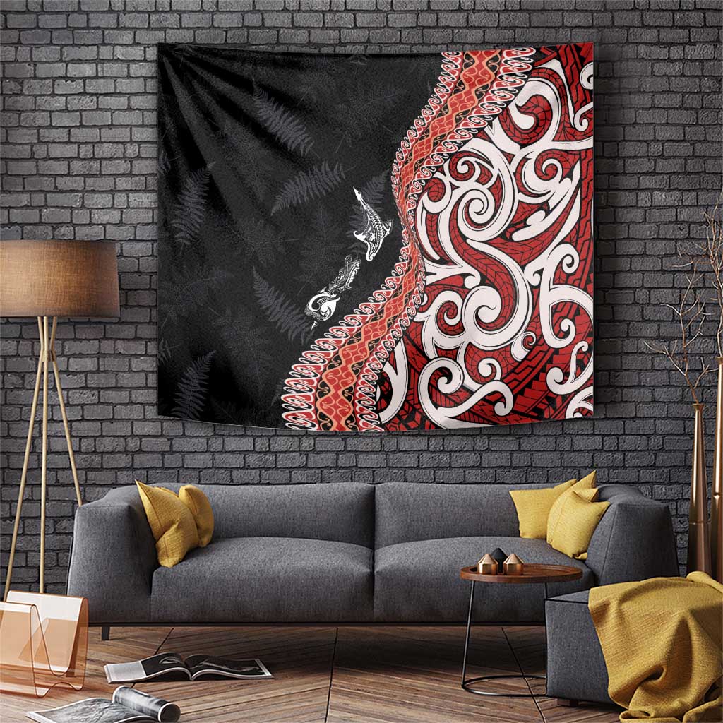 Aotearoa Maori Stylized Koru - Silver Ferns Tapestry