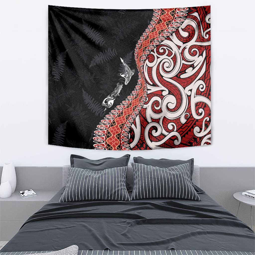 Aotearoa Maori Stylized Koru - Silver Ferns Tapestry