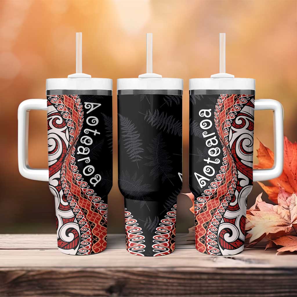 Aotearoa Maori Stylized Koru - Silver Ferns Tumbler With Handle