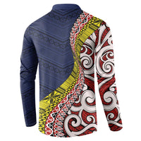 Aotearoa and Niue Button Sweatshirt Hiapo Maori Stylized Koru