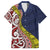 Aotearoa and Niue Family Matching Off The Shoulder Long Sleeve Dress and Hawaiian Shirt Hiapo Maori Stylized Koru