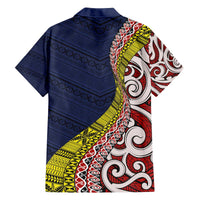 Aotearoa and Niue Family Matching Off The Shoulder Long Sleeve Dress and Hawaiian Shirt Hiapo Maori Stylized Koru