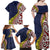 Aotearoa and Niue Family Matching Off Shoulder Maxi Dress and Hawaiian Shirt Hiapo Maori Stylized Koru