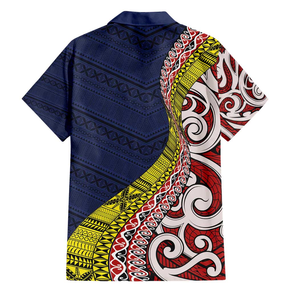 Aotearoa and Niue Family Matching Off Shoulder Short Dress and Hawaiian Shirt Hiapo Maori Stylized Koru