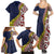 Aotearoa and Niue Family Matching Summer Maxi Dress and Hawaiian Shirt Hiapo Maori Stylized Koru