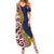 Aotearoa and Niue Family Matching Summer Maxi Dress and Hawaiian Shirt Hiapo Maori Stylized Koru